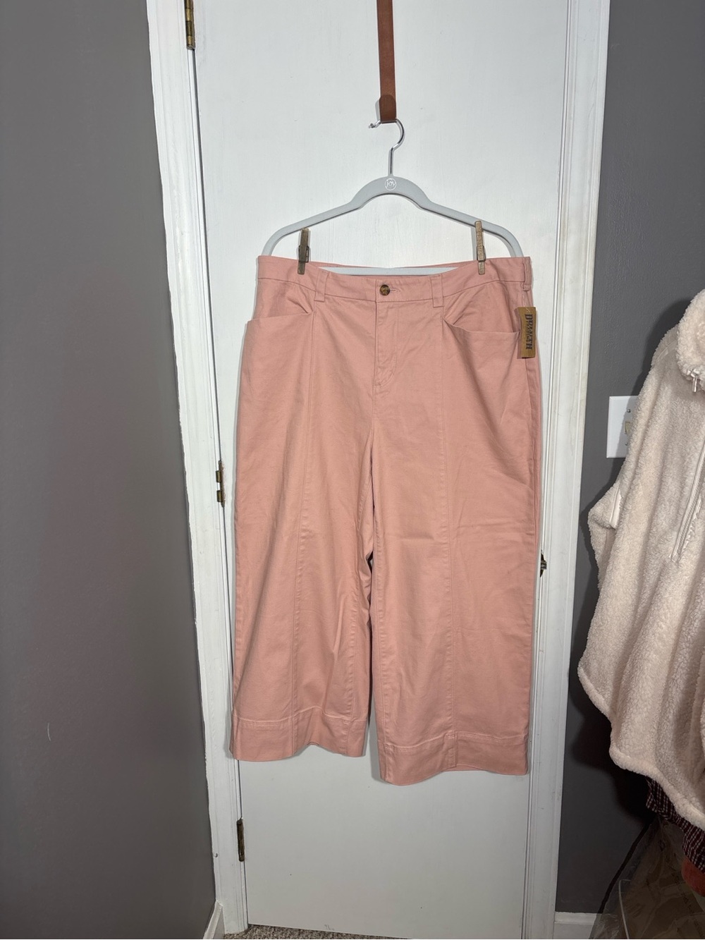 Duluth Trading Co Women’s 16W Pink Wide Leg Crop Pants Stretch Cotton - 0099